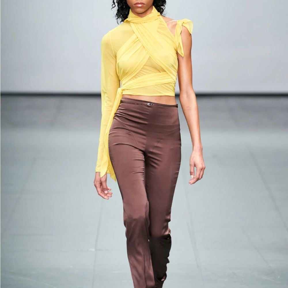 Supriya Lee Yellow Wrap Halter Blouse